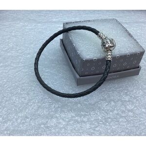 Pandora,”17CM Single Grey Braided Leather  Clasp  “ 17CM/6.69 Inches